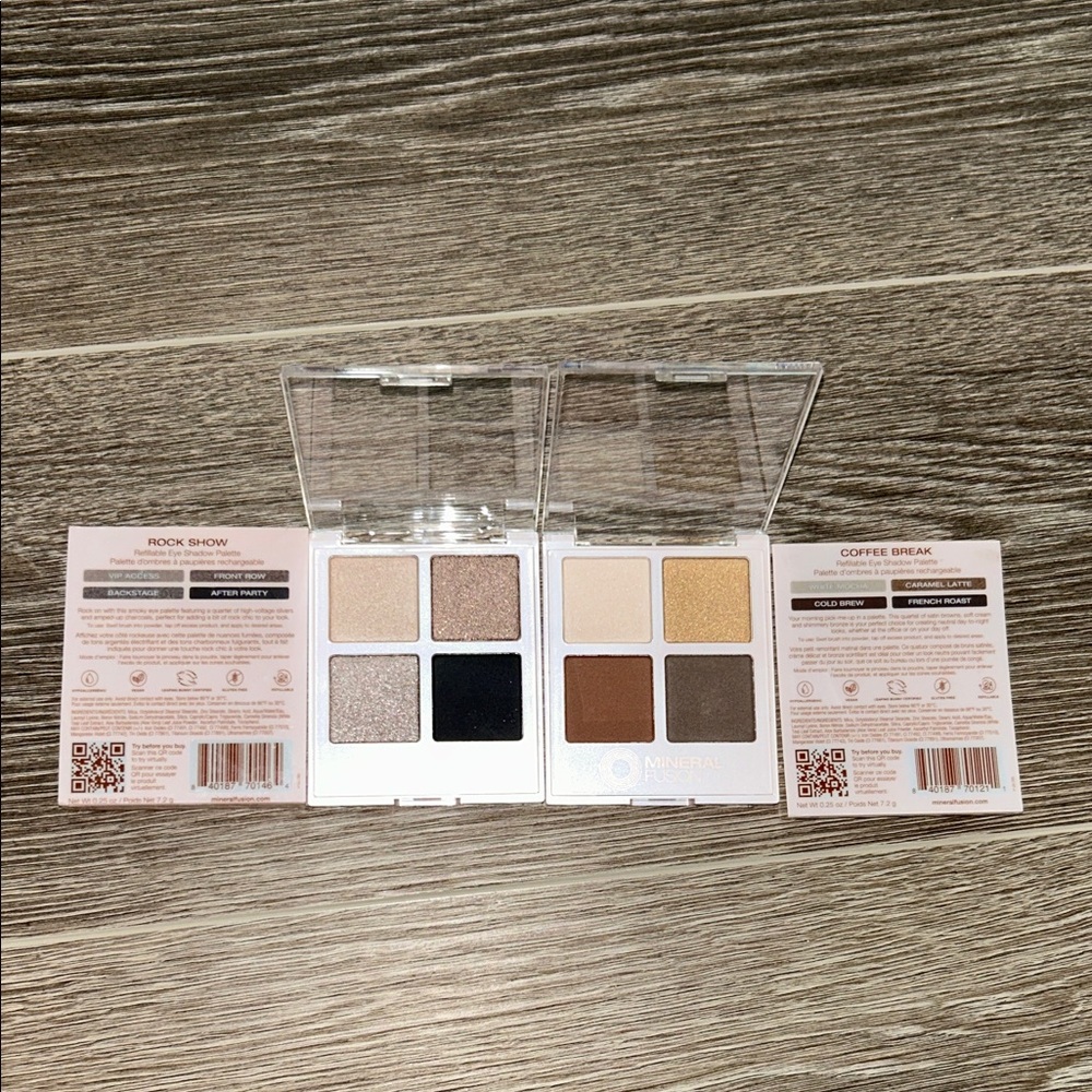 NEW 2X Mineral Fusion Eyeshadow Palette Set ( Coffe break & Rock Show )